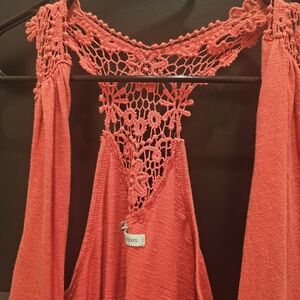 Maurices Coral Pink Crochet Vest